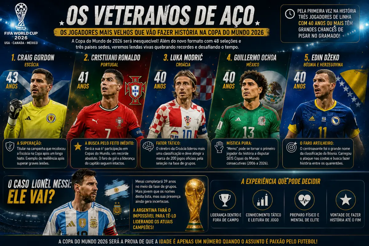 Os Jogadores Mais Velhos que Vão Fazer História na Copa do Mundo 2026